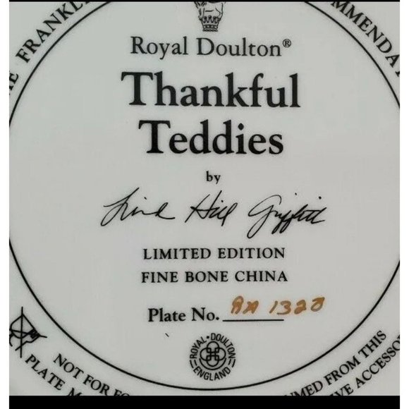 Royal Doulton Fine Bone China Teddy Bear Plate “Thank you for Food We Eat” - Picture 2 of 5